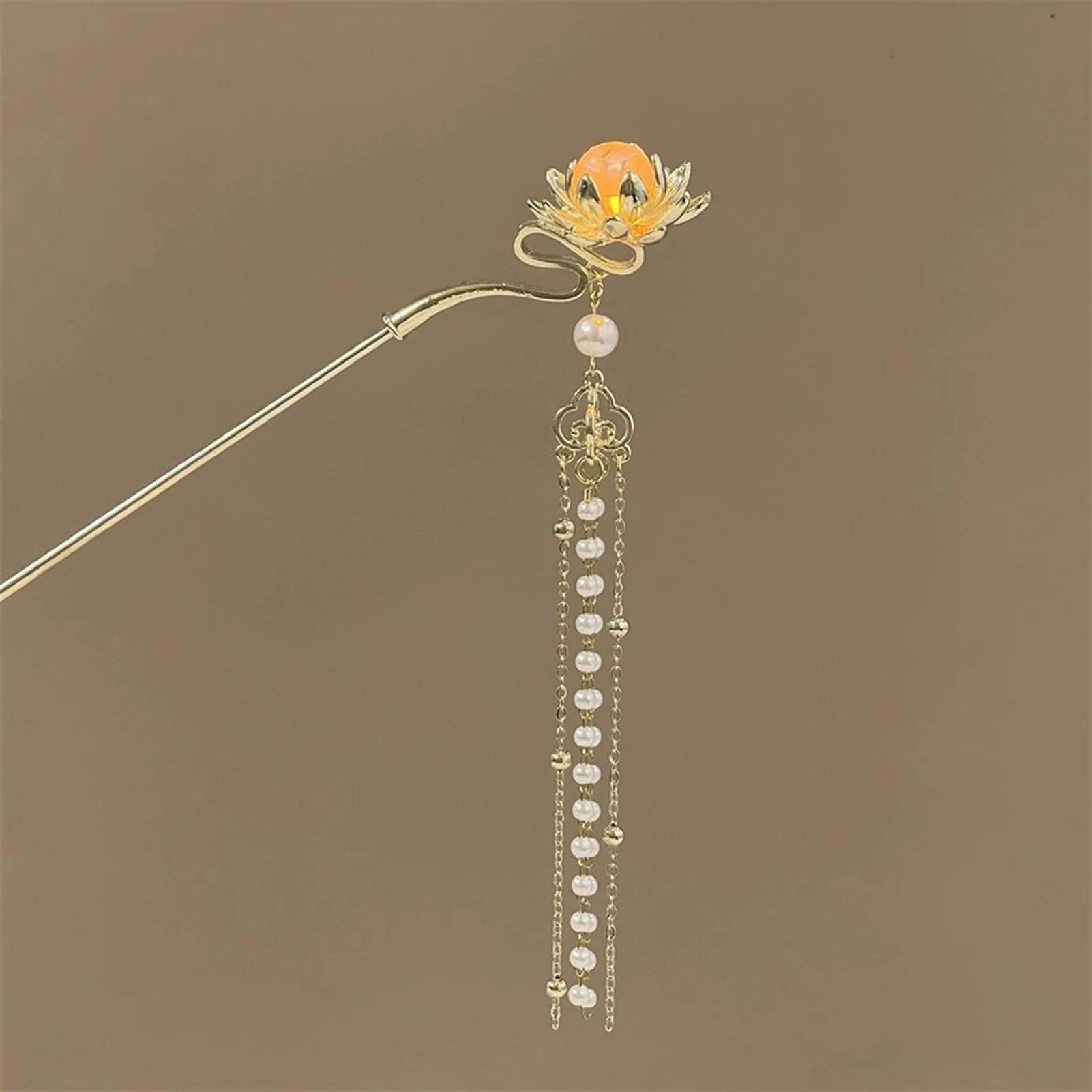 Luminous Flower Hairpin Women Creative Lotus Emit Light Lantern Tassel Hair Stick Vintage Chinese Style Fashion Hair Accessories