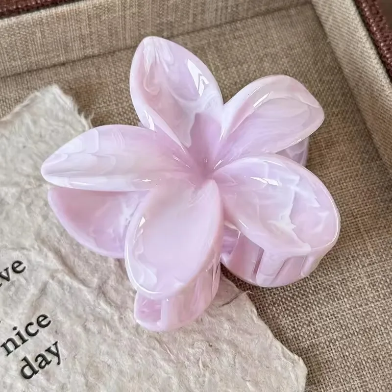 Korean Hawaiian Gradient Flower Hair Claw Clip For Women Girl Fashion Plastic Non Slip Hold Hairpin Barrette Hair Accessories