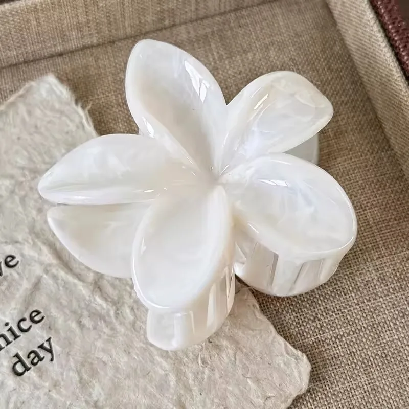 Korean Hawaiian Gradient Flower Hair Claw Clip For Women Girl Fashion Plastic Non Slip Hold Hairpin Barrette Hair Accessories