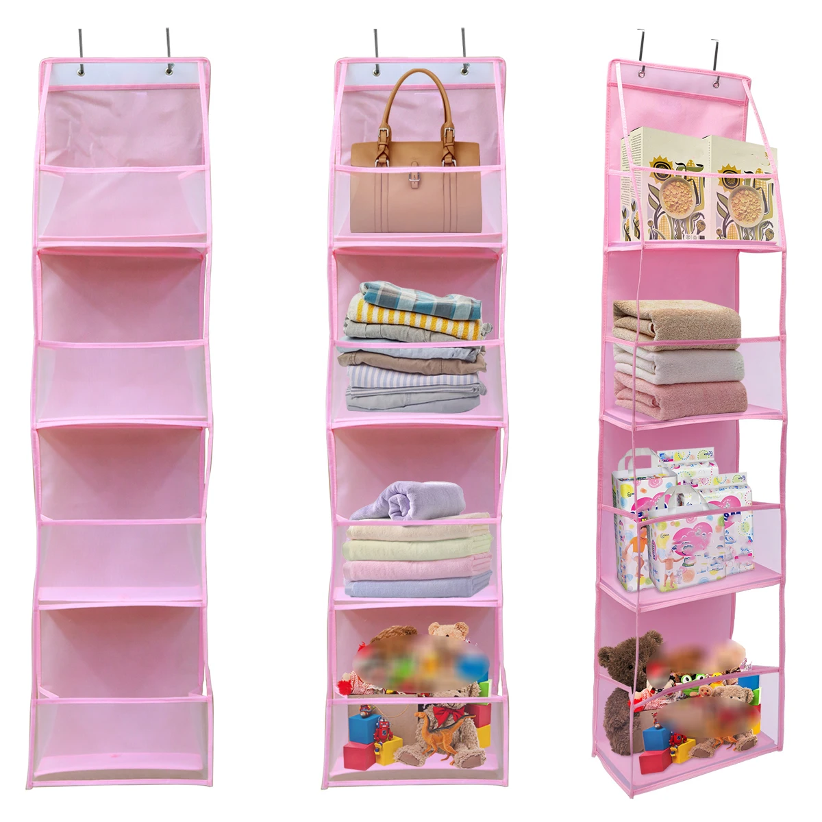 4/6-Tier Hanging Storage Bag Foldable Organizer Over-The-Door Holder For Hair Accessories Snacks Toys Clothes Storage Holder