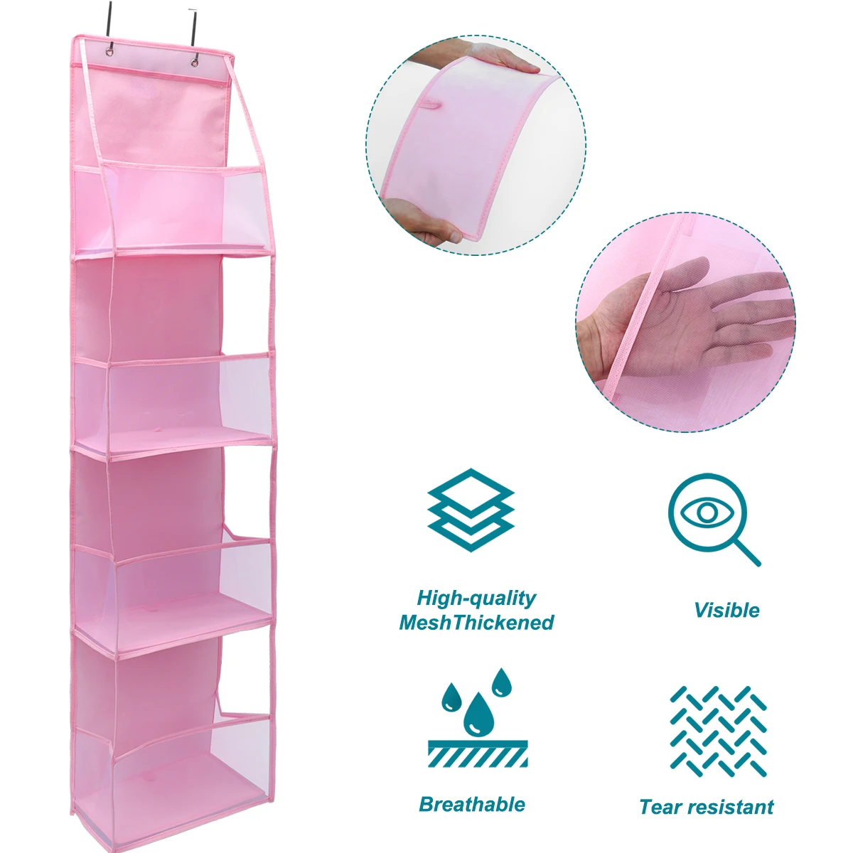 4/6-Tier Hanging Storage Bag Foldable Organizer Over-The-Door Holder For Hair Accessories Snacks Toys Clothes Storage Holder