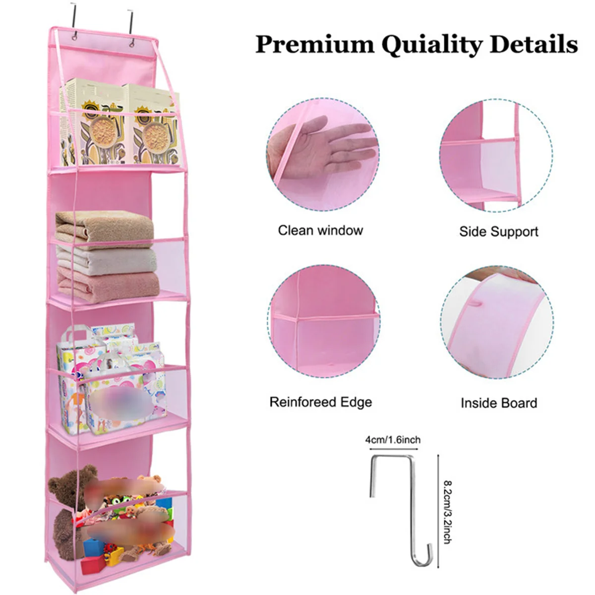 4/6-Tier Hanging Storage Bag Foldable Organizer Over-The-Door Holder For Hair Accessories Snacks Toys Clothes Storage Holder
