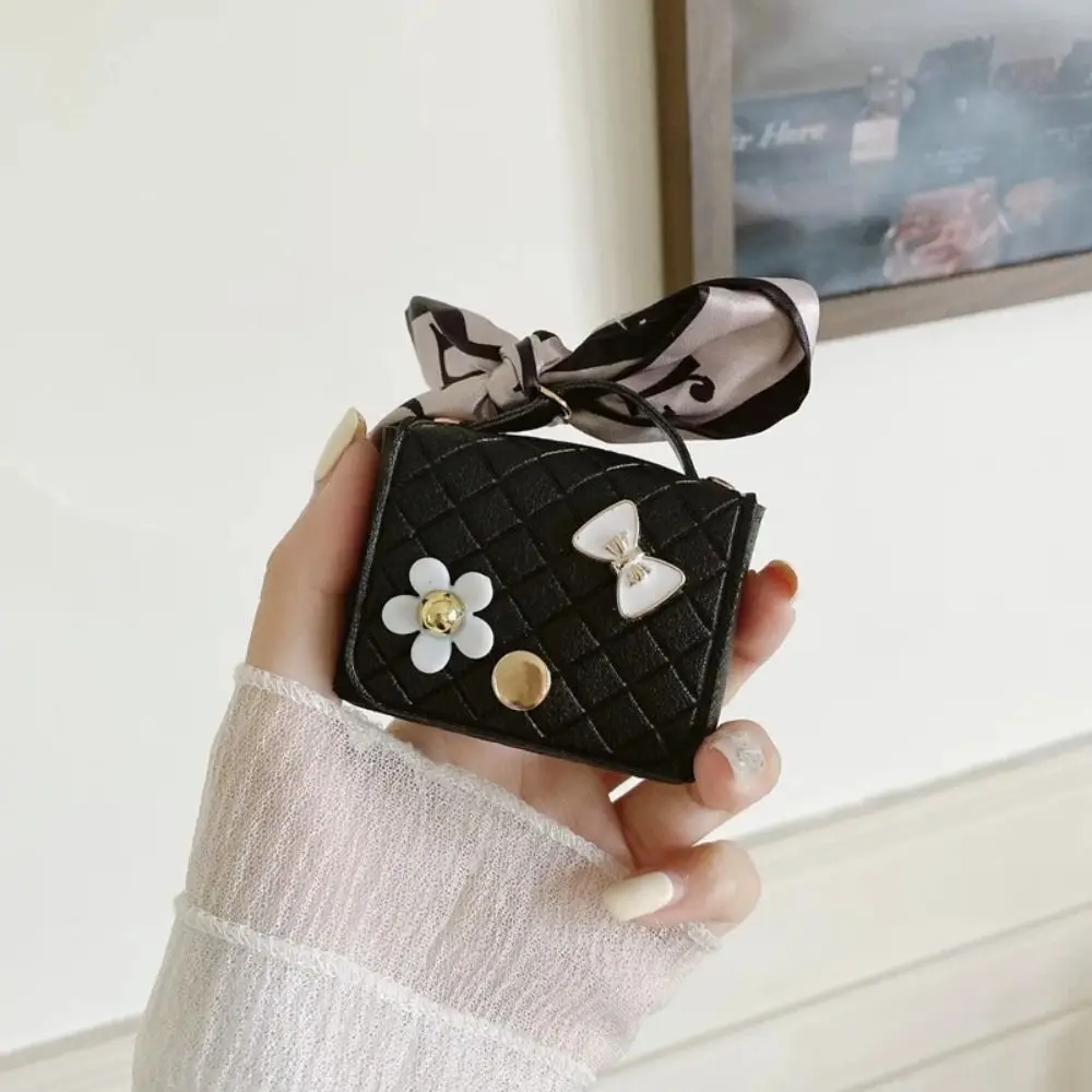 Fashion Leather Earphone Storage Bag Mini Creative Keychain Solid Color Pendant Earphone Case Bluetooth Headset Cover