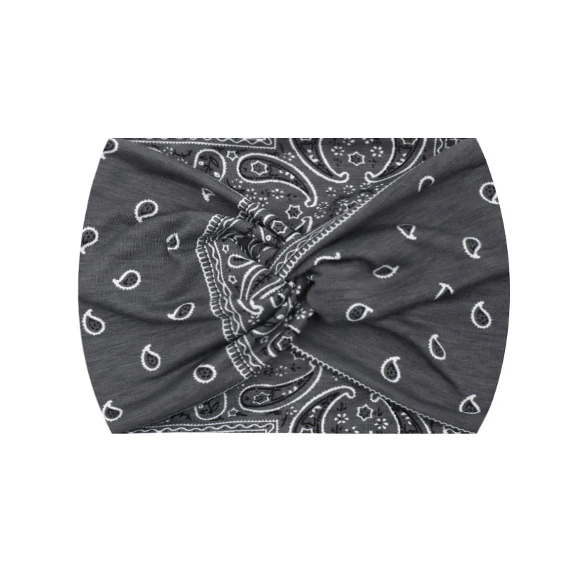 Widening 18CM Stretch Printed Sports Sweatband Headband Headscarf Hairband Hair Tie Hair Accessories