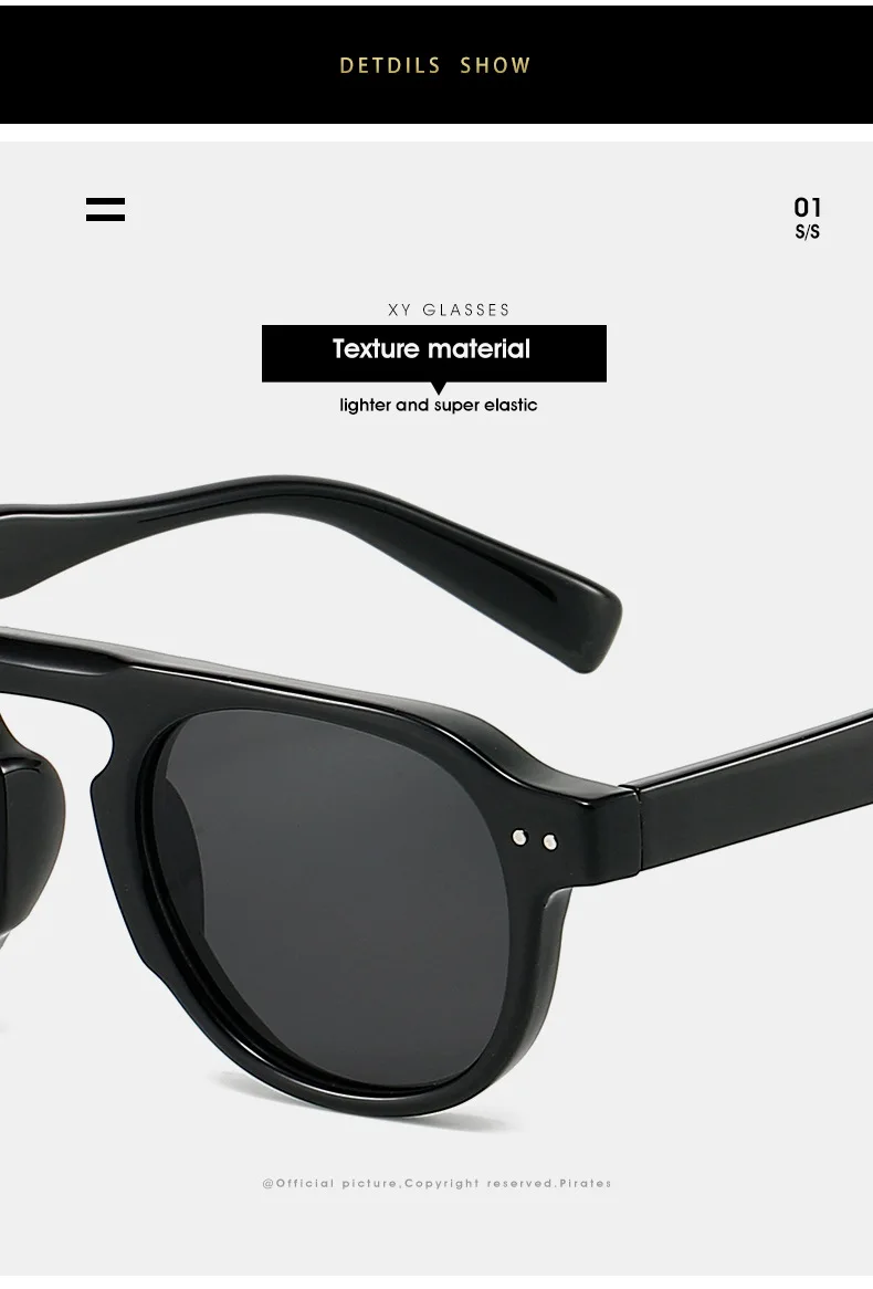 New Arrival TR90 Sunglasses Women Men Pilot Style Retro Sun Glasses UV400 Driving Travel Rivets Decoration Shades
