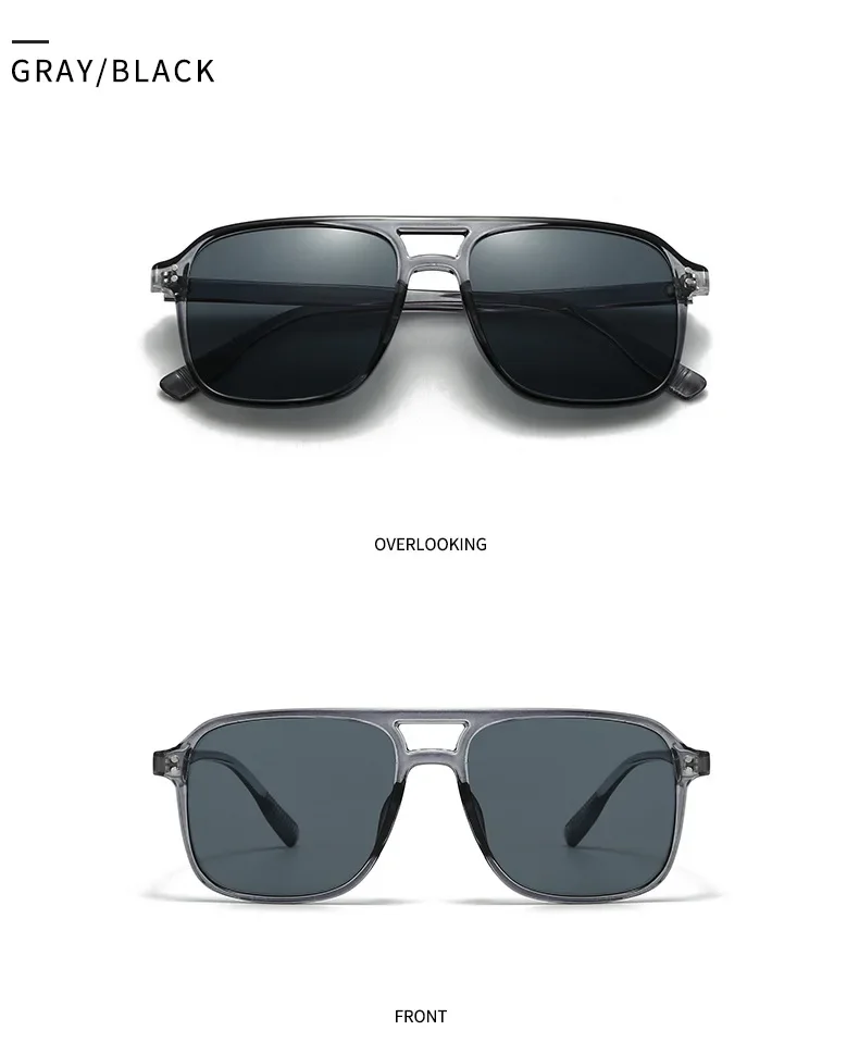 SO&EI Fashion Double Bridges Square Rivets Women Sunglasses Retro Men Gradient Shades UV400 Sun Glasses