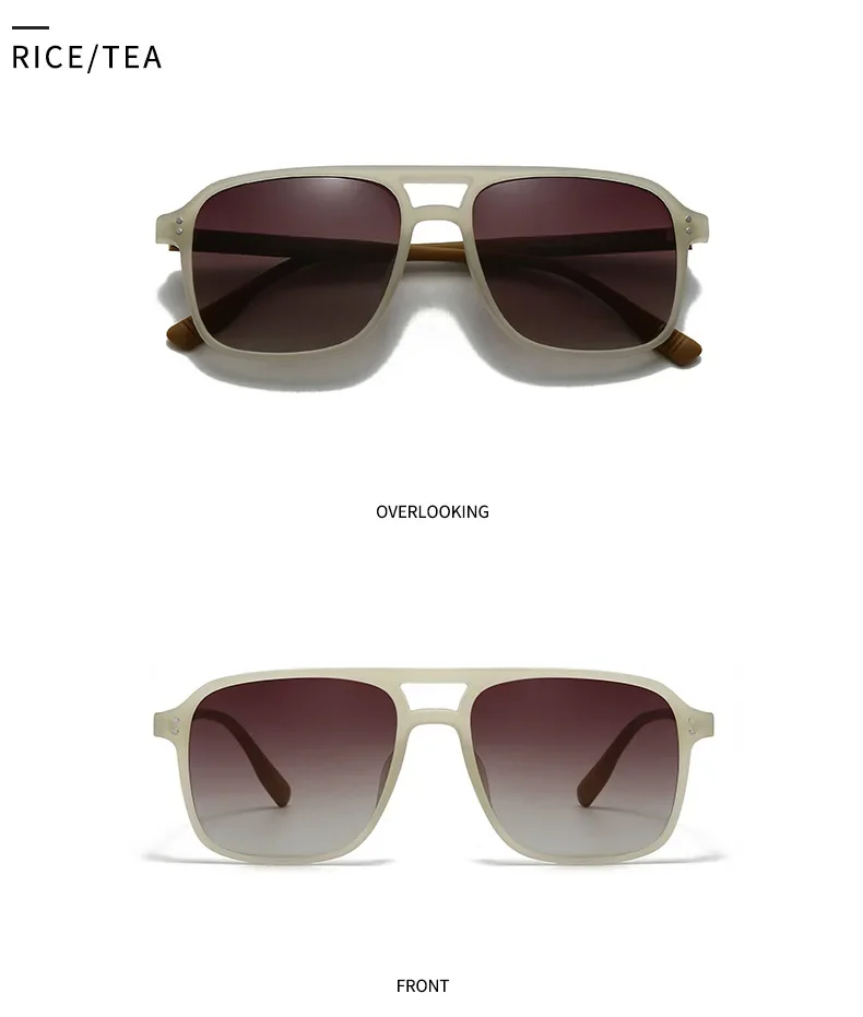 SO&EI Fashion Double Bridges Square Rivets Women Sunglasses Retro Men Gradient Shades UV400 Sun Glasses