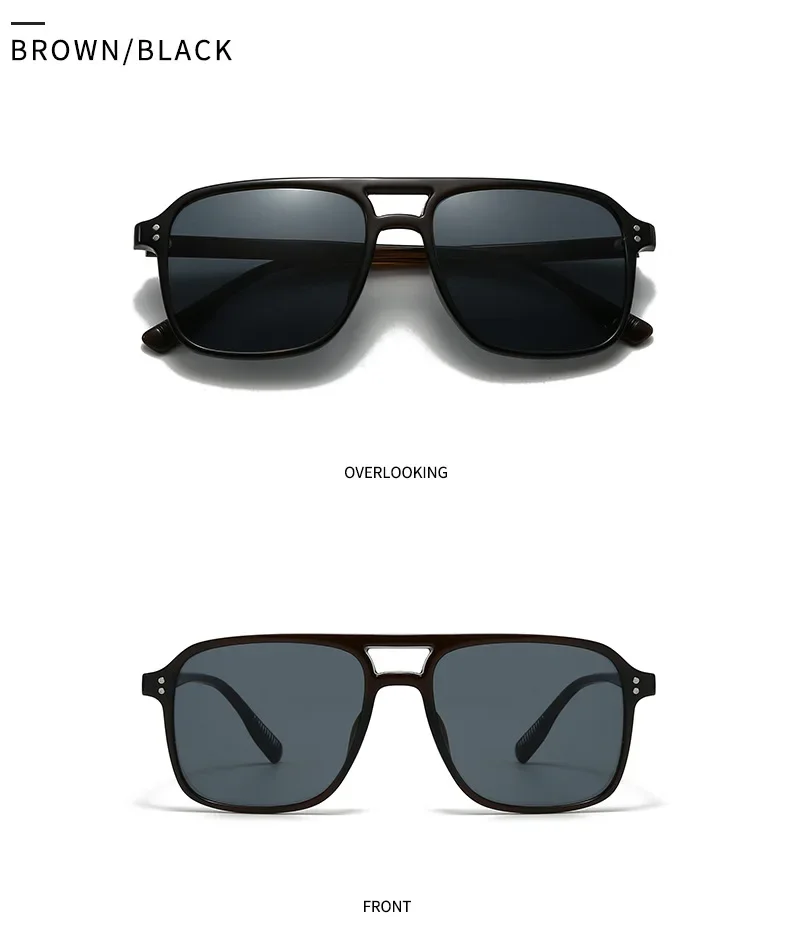 SO&EI Fashion Double Bridges Square Rivets Women Sunglasses Retro Men Gradient Shades UV400 Sun Glasses