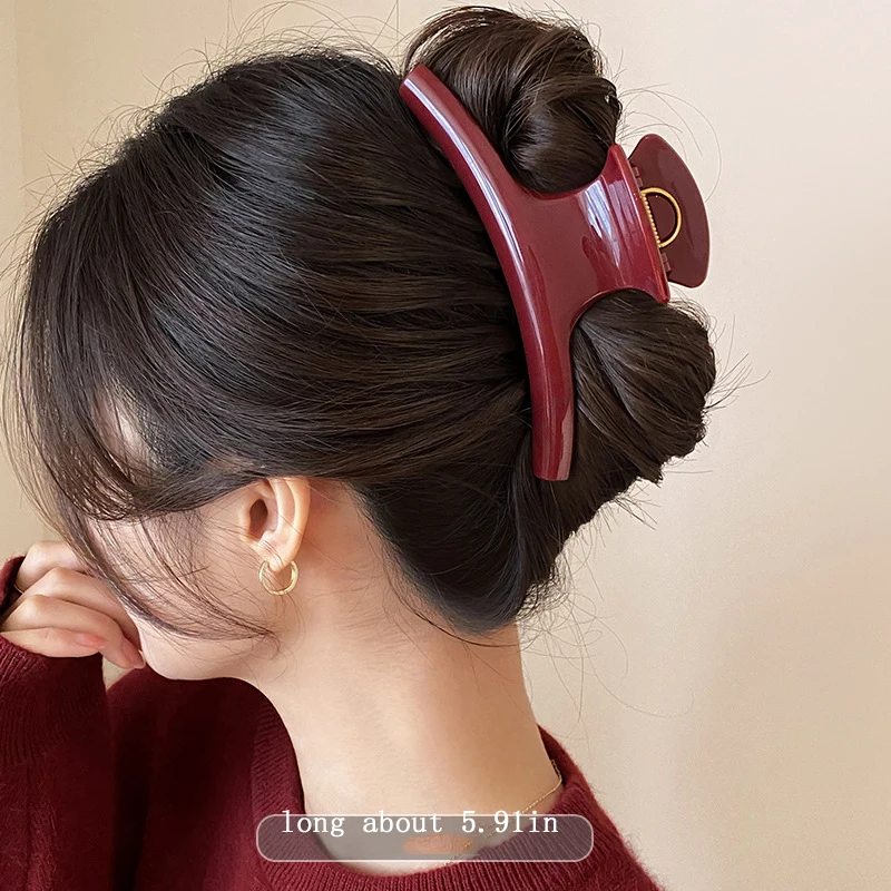 Elegant Solid 5.91in Large Hair Claw For Women Hair Ornament Long Thick Hair Hold Headband Claw Clip Hair Clip Hair Accessories