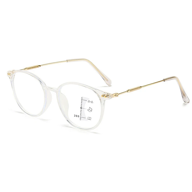 Luxury Near and Far Multifocal Glasses Unisex Anti-blue Light Reading Glasses Diopters Women Men Ultralight Hyperopia 0 To +4.0