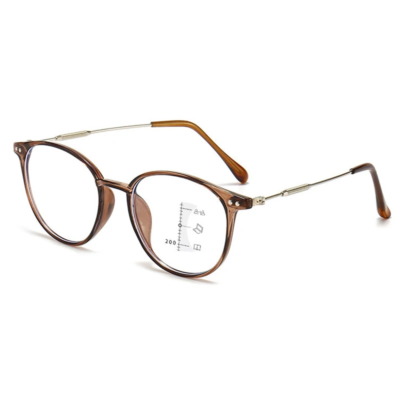 Luxury Near and Far Multifocal Glasses Unisex Anti-blue Light Reading Glasses Diopters Women Men Ultralight Hyperopia 0 To +4.0