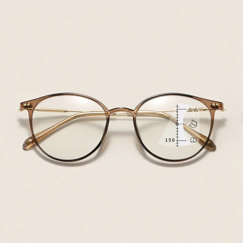 Luxury Near and Far Multifocal Glasses Unisex Anti-blue Light Reading Glasses Diopters Women Men Ultralight Hyperopia 0 To +4.0