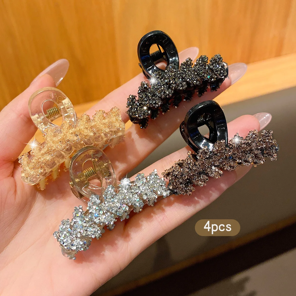 4 fashionable clips, sweet hair clips, suitable hair accessories for daily use