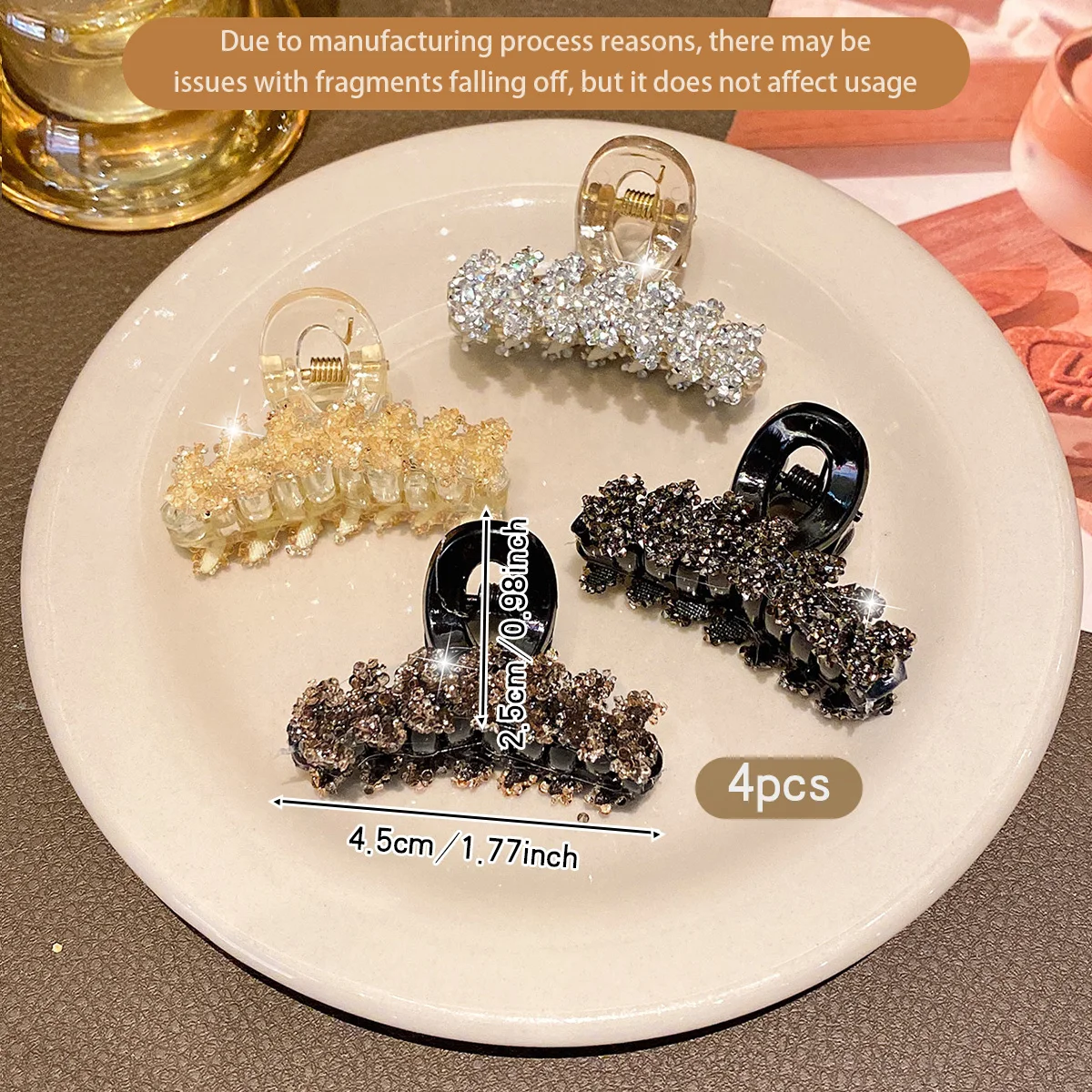 4 fashionable clips, sweet hair clips, suitable hair accessories for daily use