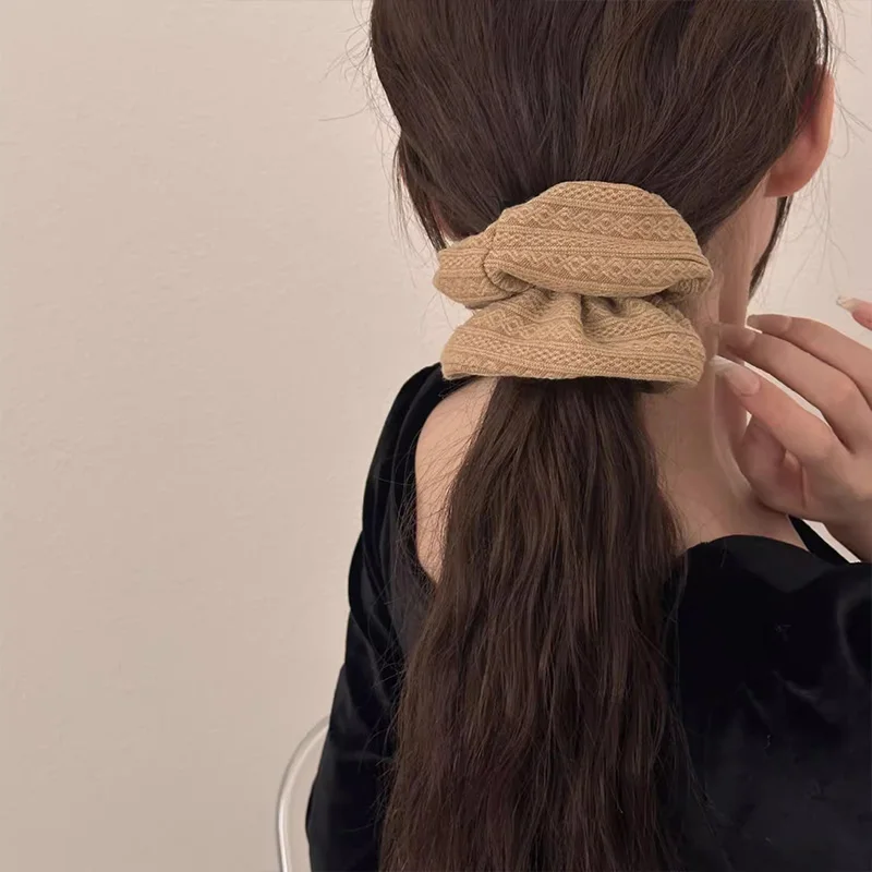 Vintage Knitting Pattern Large Intestine Scrunchie For Women Girls Sweet Hair Band Hair Tie Rubber Band Fashion Hair Accessories