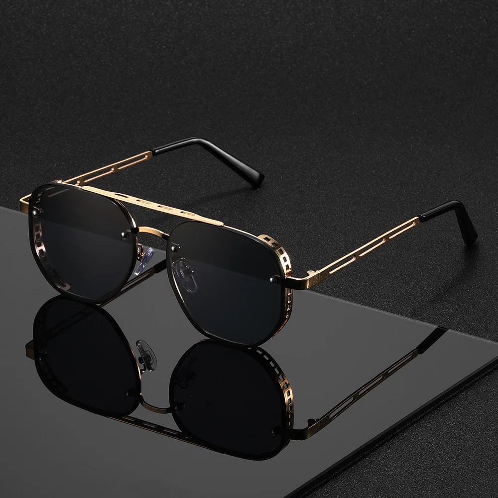 Classic and fashionable double-beam metal sunglasses, high-end, simple and versatile Sun Glasses for Man Women