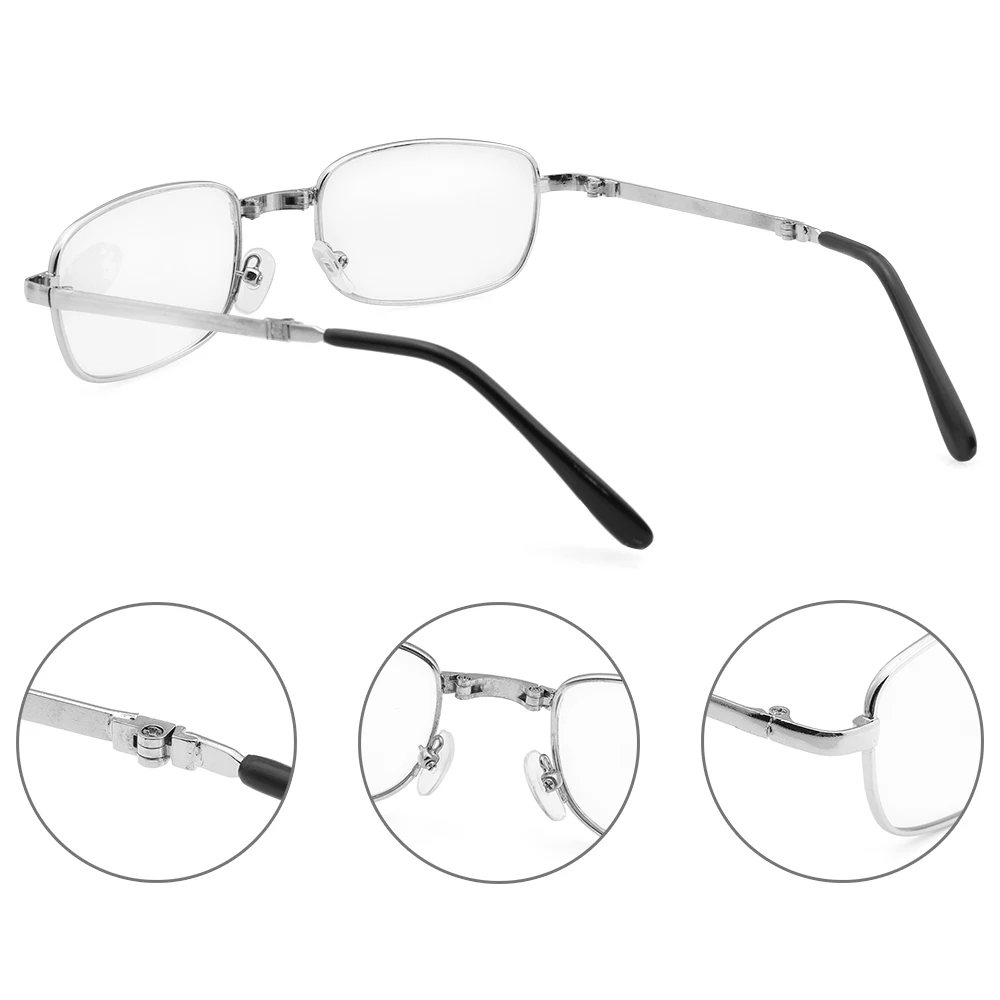 Retro Design Reading Glasses Men Women Folding Spectacles Spectacles Frame Silver Metal Glasses +1.0 +1.5 +2.0 +2.5 +3.0 +3.5 +4