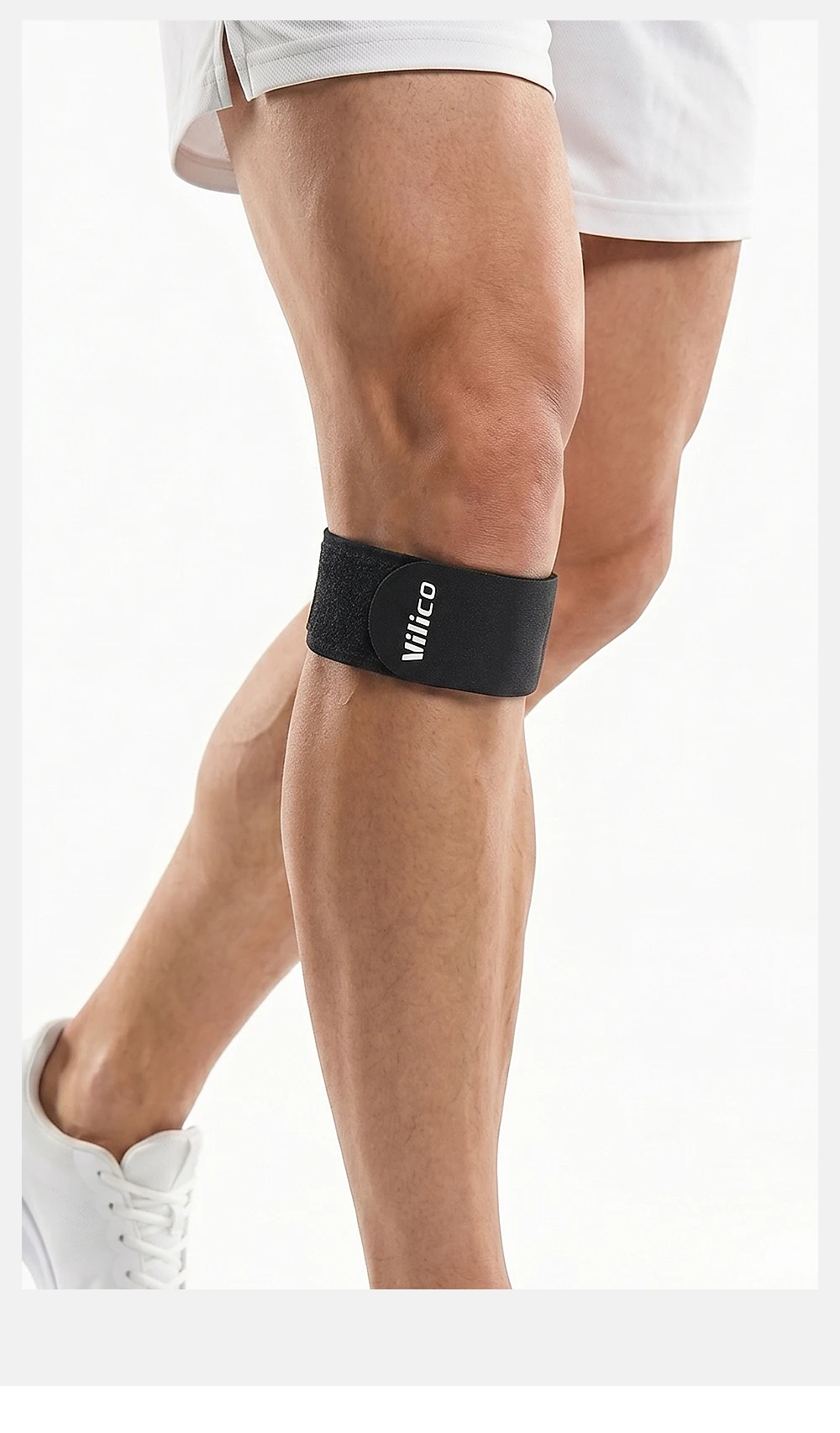 1Pc Patellar Tendon Band, Vilico Ultra Thin 0.9mm Anti-slip Adjustable Compression Knee Strap for Running Cycling Workout, Unise