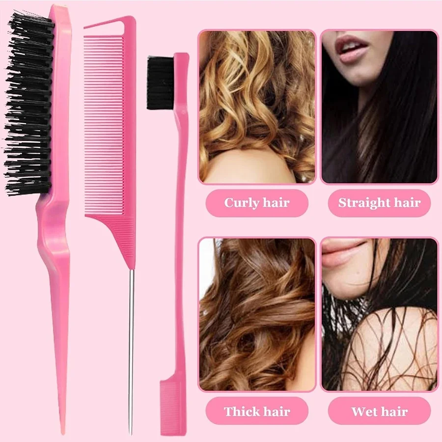 4/5Pcs Set Hair Brush Set Hairdressing Spray Bottle Hair Folding V Type Hair Straightener Teasing Edge Control Hair Brush
