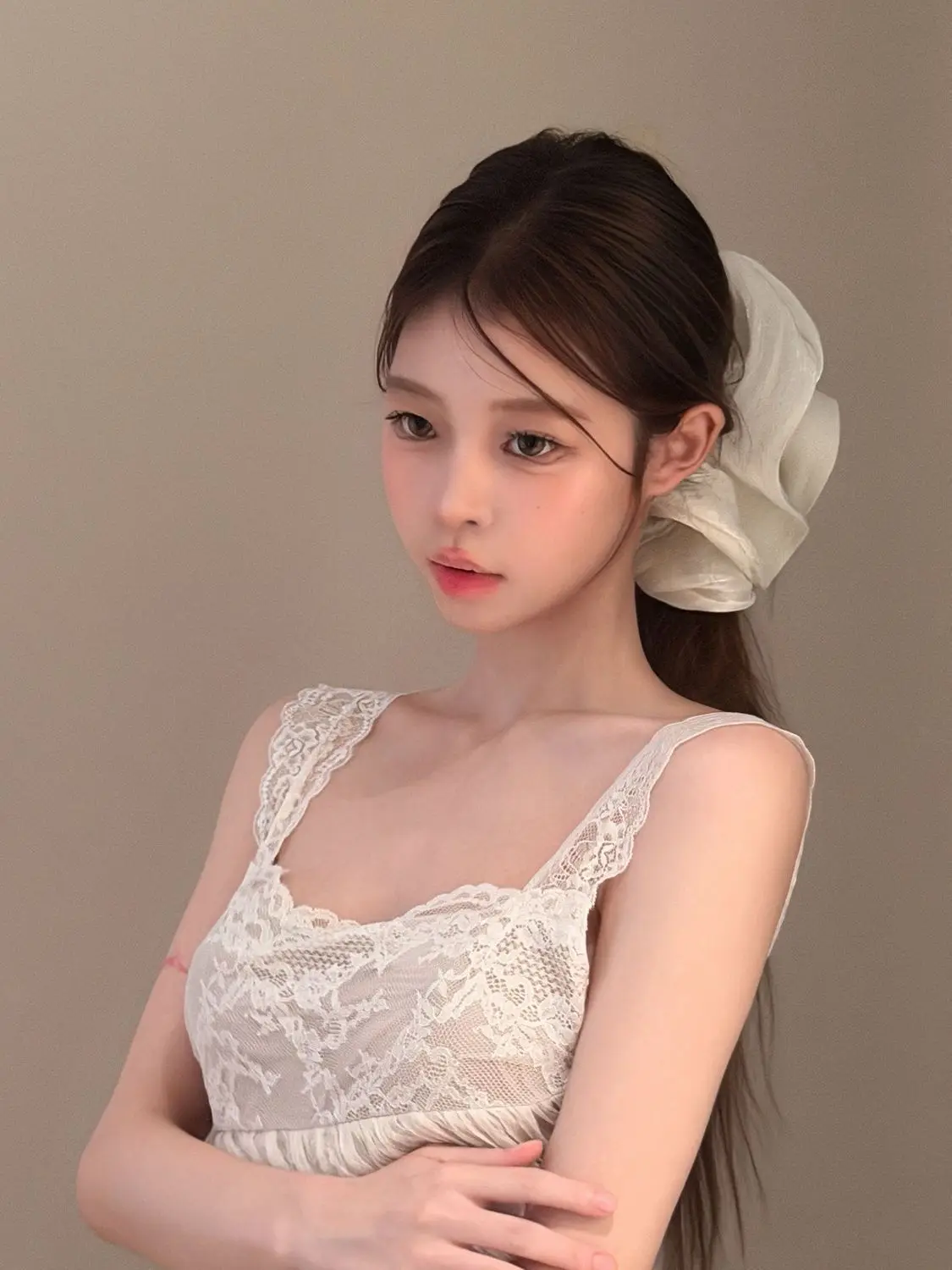 Soft Pleated Chiffon Flower Banana Hair Clips Anti Slip Holder Elegant Hair Barrettes Women Daily Wedding Party Hair Accessories