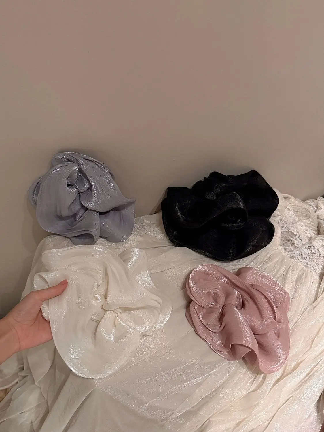 Soft Pleated Chiffon Flower Banana Hair Clips Anti Slip Holder Elegant Hair Barrettes Women Daily Wedding Party Hair Accessories