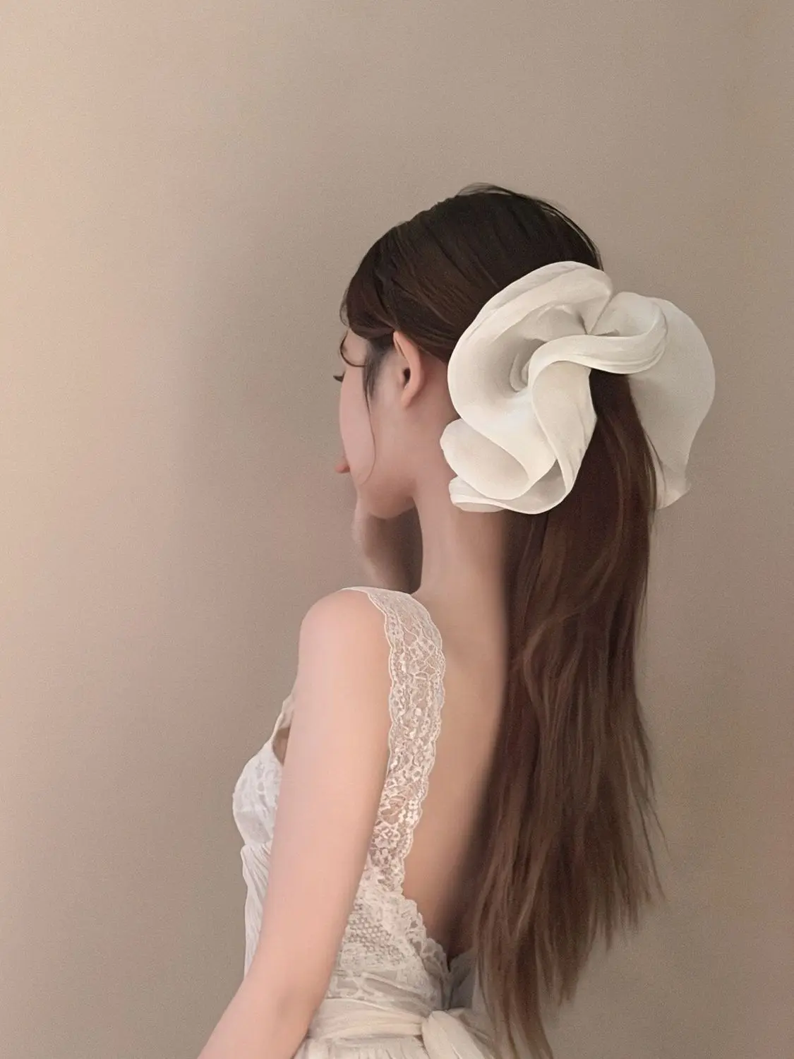 Soft Pleated Chiffon Flower Banana Hair Clips Anti Slip Holder Elegant Hair Barrettes Women Daily Wedding Party Hair Accessories