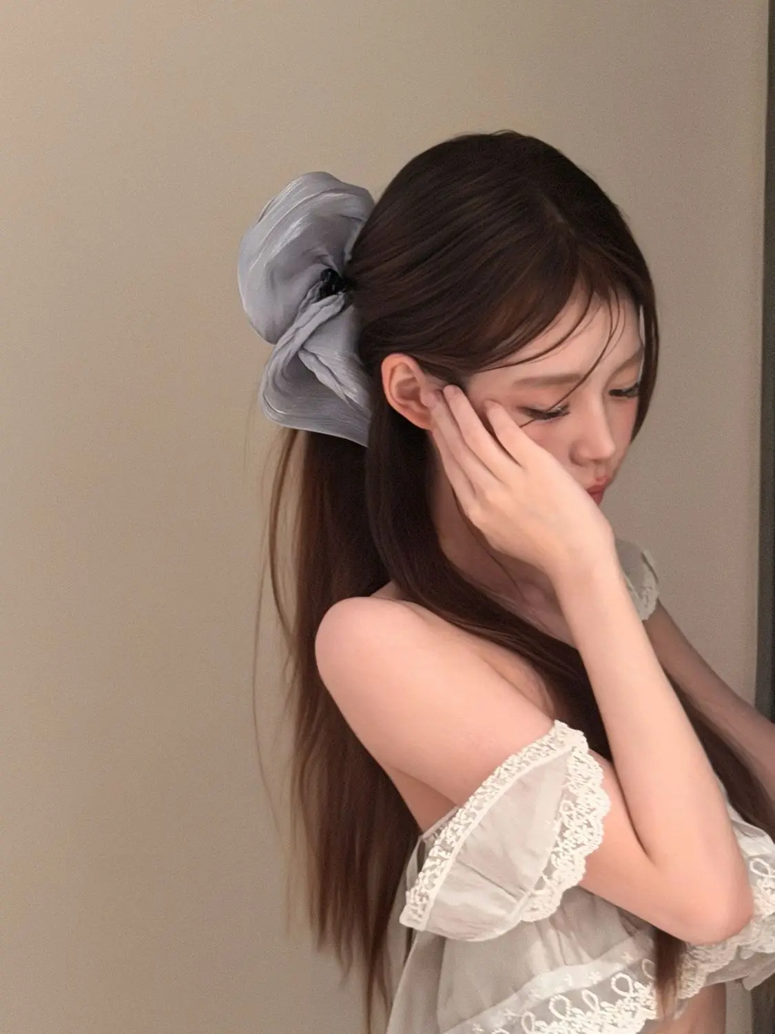 Soft Pleated Chiffon Flower Banana Hair Clips Anti Slip Holder Elegant Hair Barrettes Women Daily Wedding Party Hair Accessories