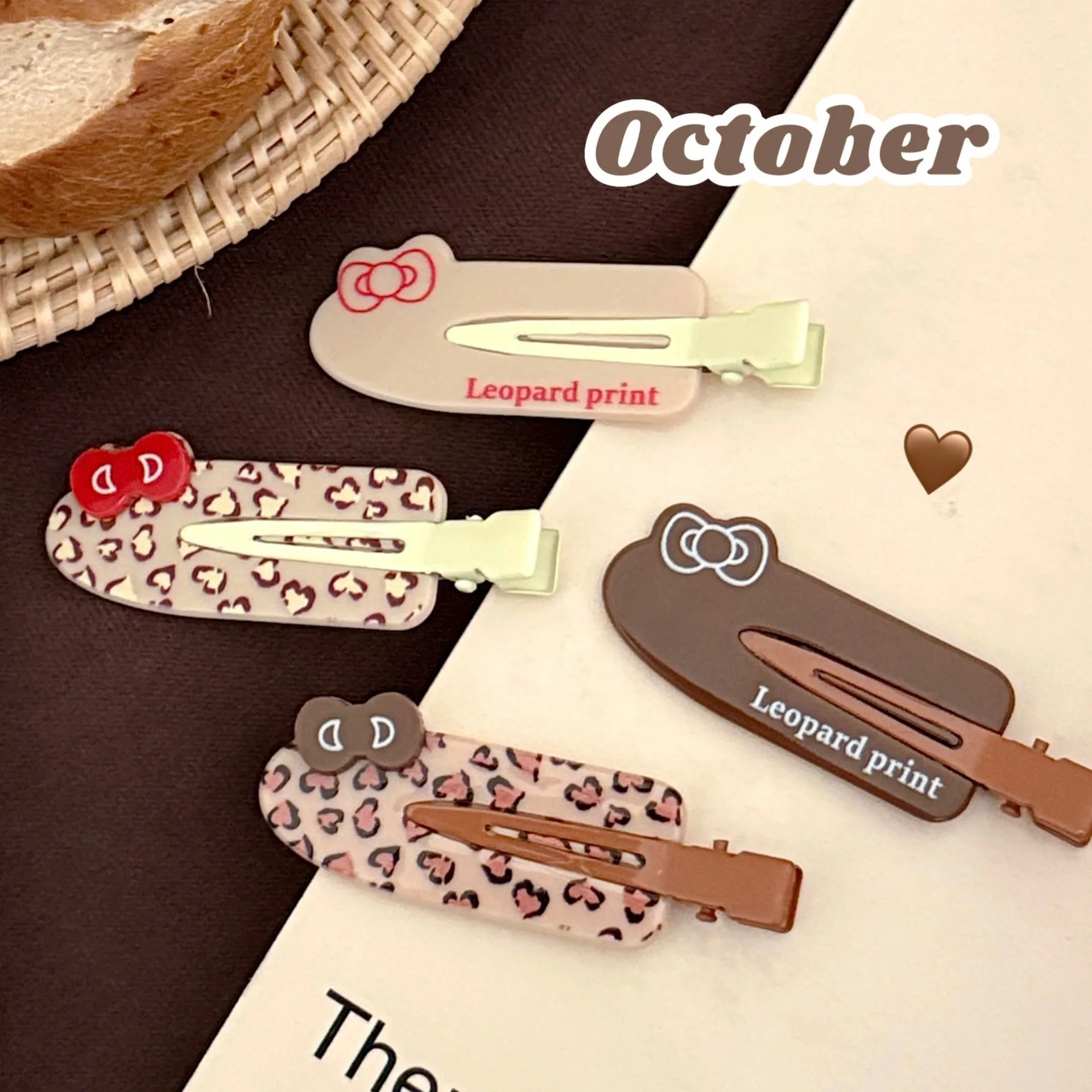 Creative Cute Leopard Print Bow Seamless Hair Clip Side Clip, Versatile Hair Accessory for Girls' Bangs and Loose Hair