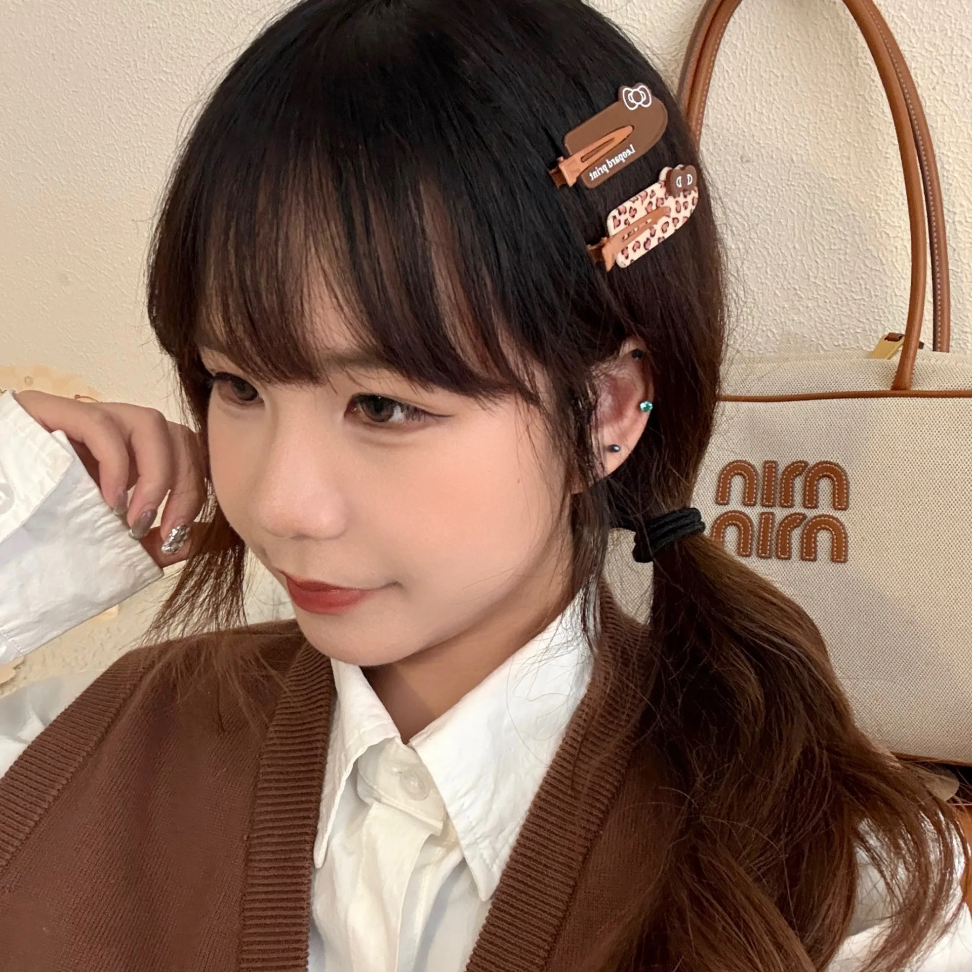 Creative Cute Leopard Print Bow Seamless Hair Clip Side Clip, Versatile Hair Accessory for Girls' Bangs and Loose Hair