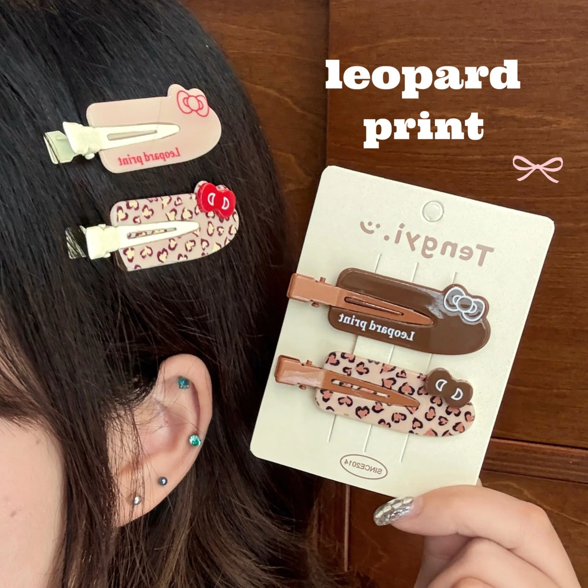 Creative Cute Leopard Print Bow Seamless Hair Clip Side Clip, Versatile Hair Accessory for Girls' Bangs and Loose Hair