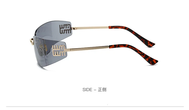 New Frameless Curved Metal Square Sunglasses Women Rimless Cutting Personality Glasses Fashion Brand Design Y2K Punk Sun Glasses
