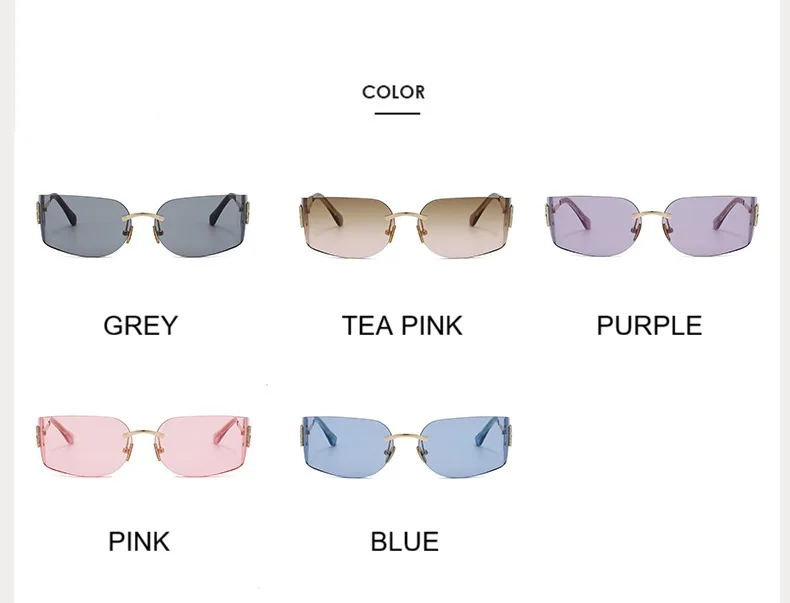 New Frameless Curved Metal Square Sunglasses Women Rimless Cutting Personality Glasses Fashion Brand Design Y2K Punk Sun Glasses