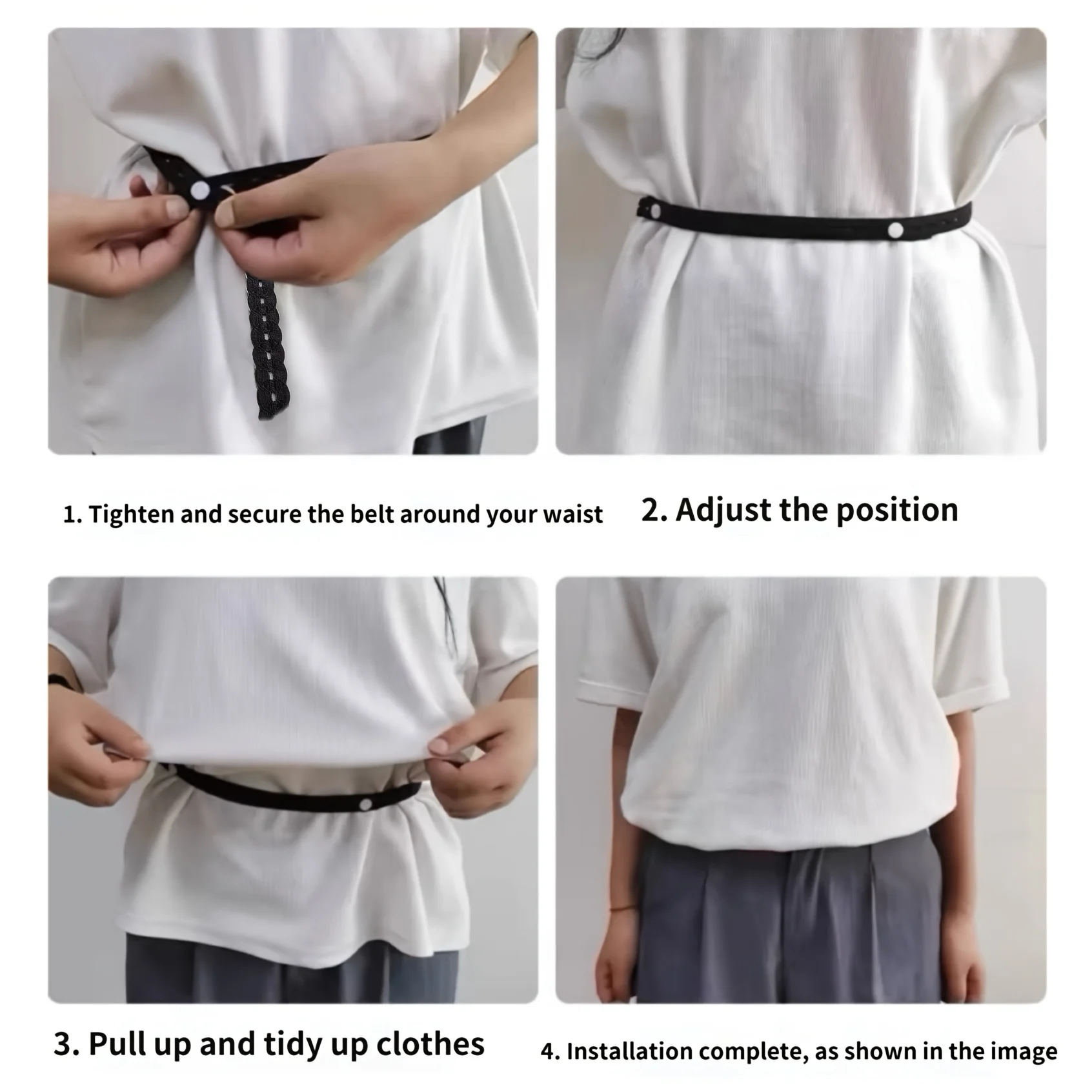 4PCS/Set (1 Strap+3 Buttons) Exquisite Lace Trimmed Hem Waistband Suitable for T-Shirts, Dresses, Shirts Shorten Clothing Length