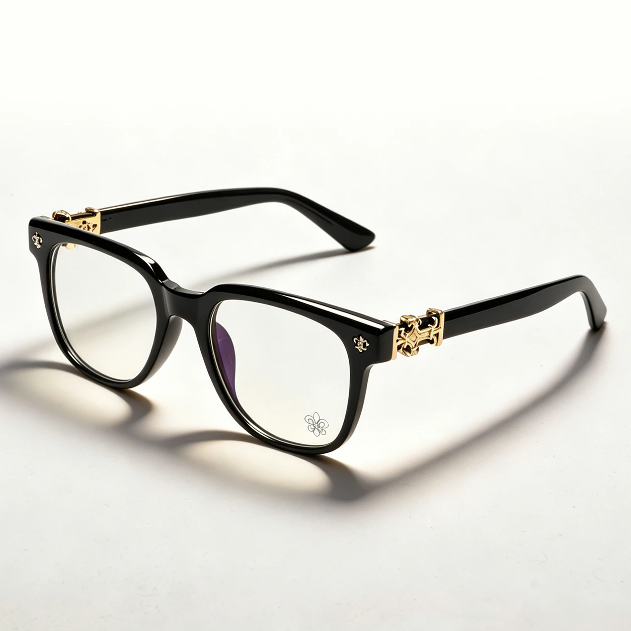 Unisex Square Anti Blue Light Glasses UV400 Gold Cross Hinge Black Clear Frame Computer Anti-Fatigue Eyeglasses