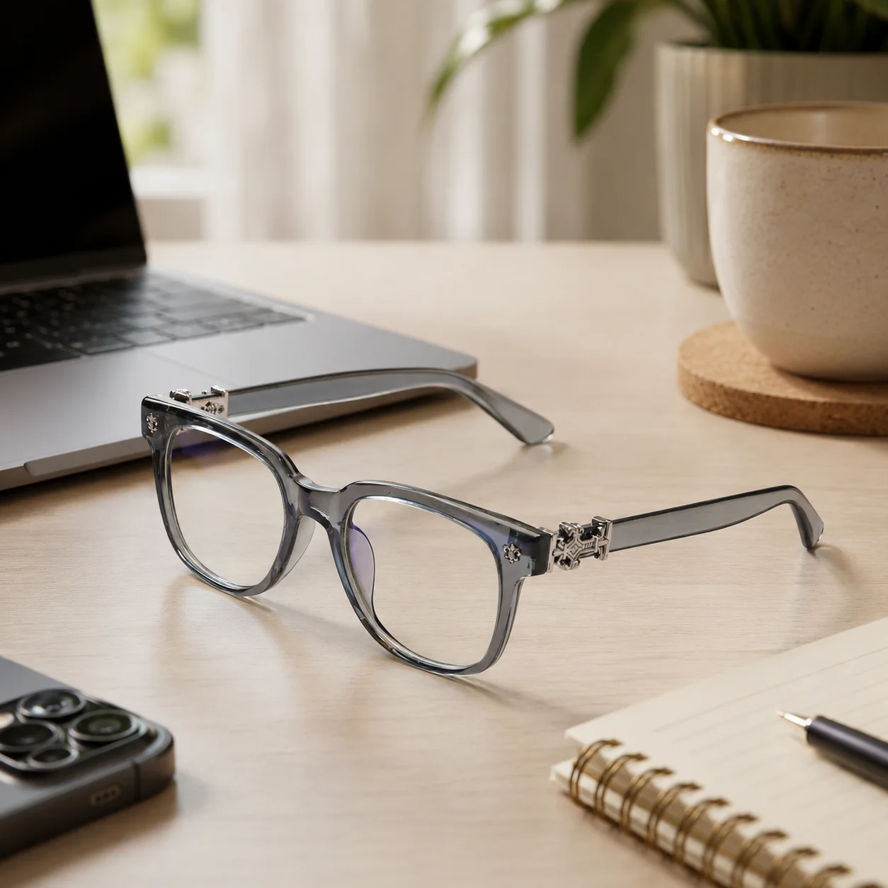 Unisex Square Anti Blue Light Glasses UV400 Gold Cross Hinge Black Clear Frame Computer Anti-Fatigue Eyeglasses