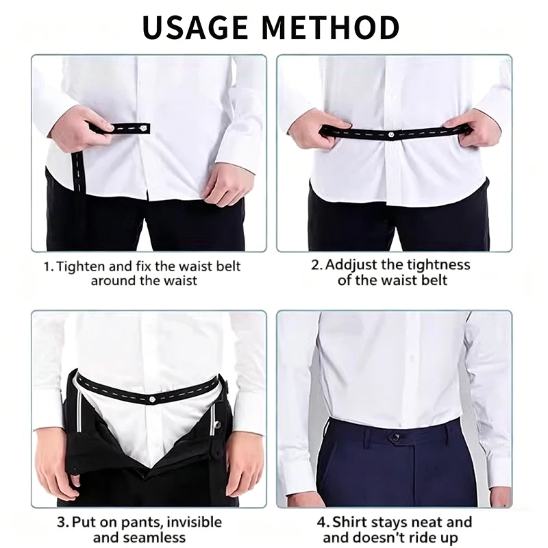 Shirt Stay Belt Adjustable Elastic T-Shirt Waist Tuck Tool For Clothing Hem Fixing Non-slip Wrinkle-Proof Shirt Holder Straps