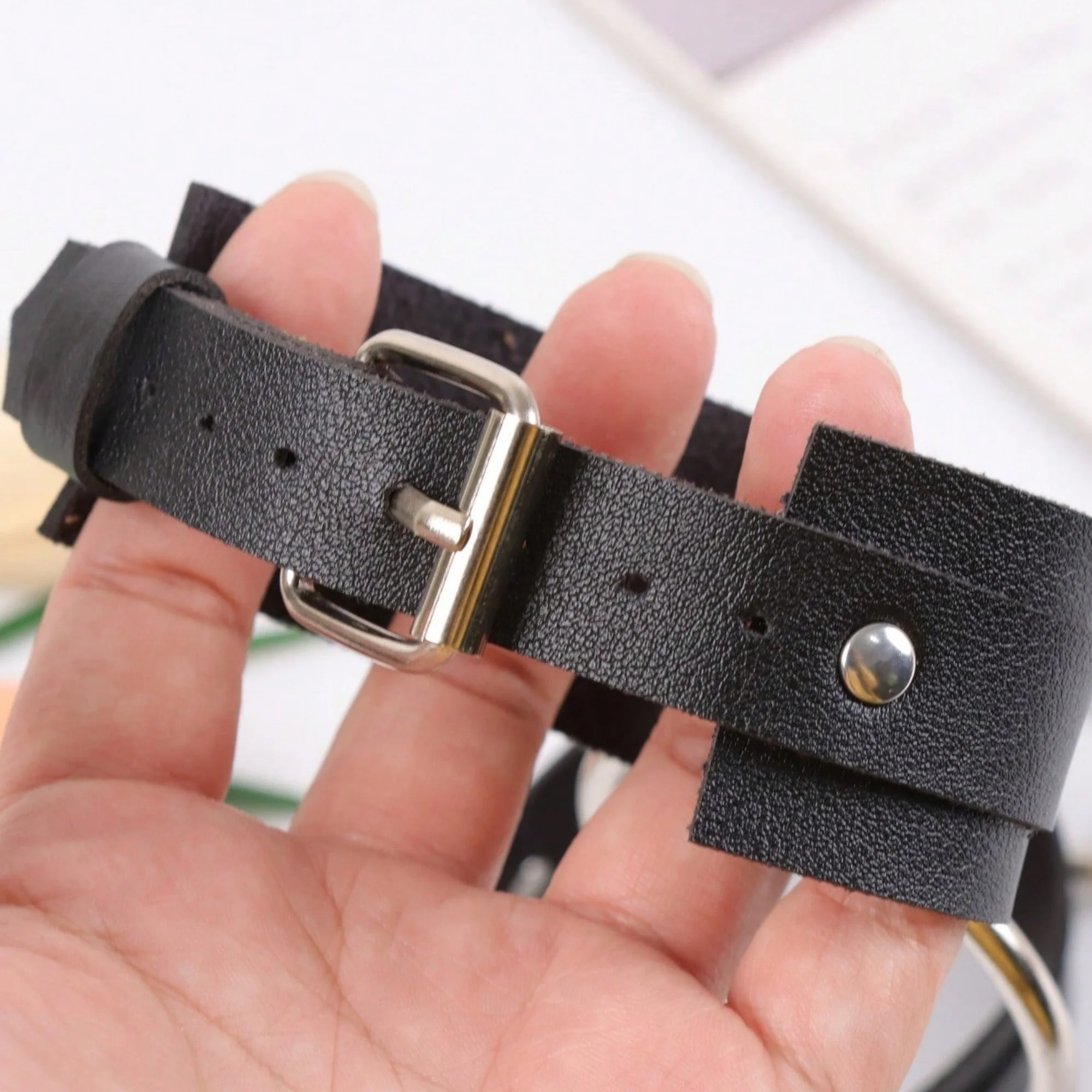 1 Pair Stylish Metal Ring Ankle Strap Belt | PU Leather Foot Bracelet | Dating Accessory