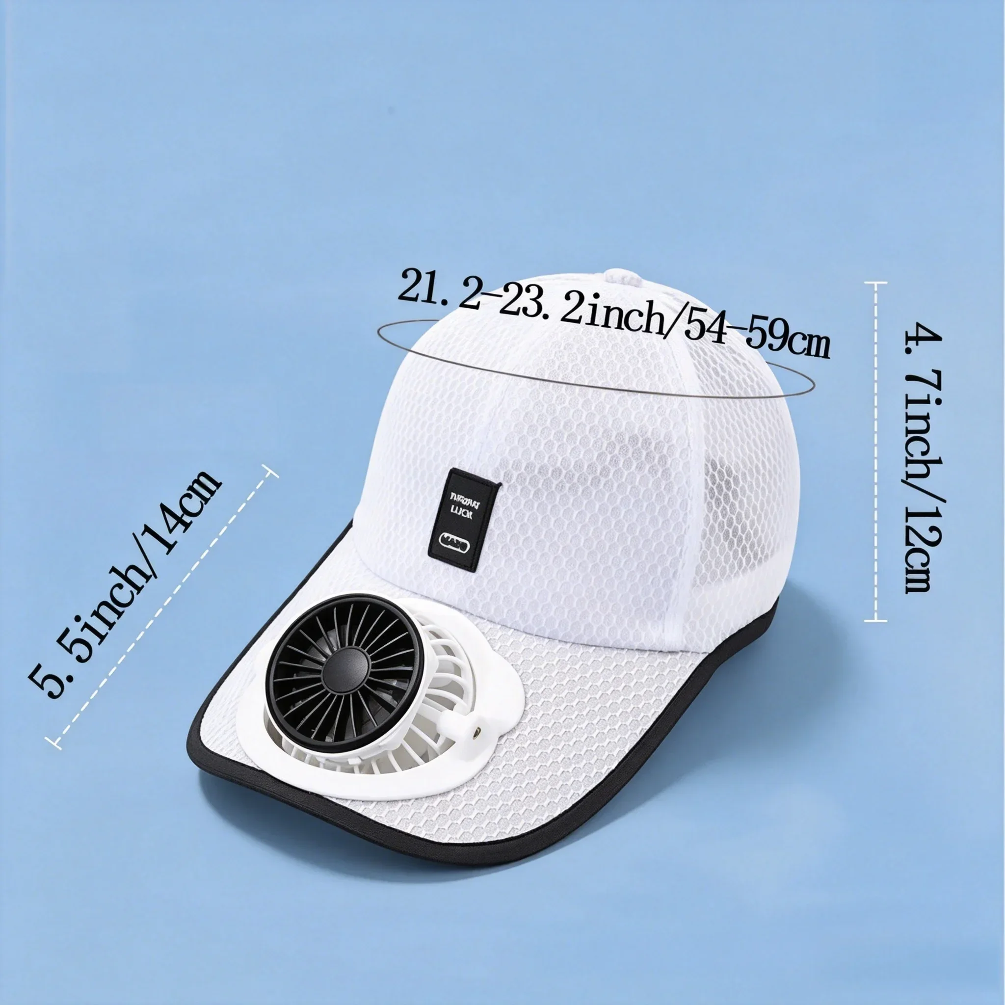Solar Baseball Cap with Fan, Sun Protection USB Charging Fan Mesh Hat for Summer Outdoor Travel Fishing Camping Beach Golf