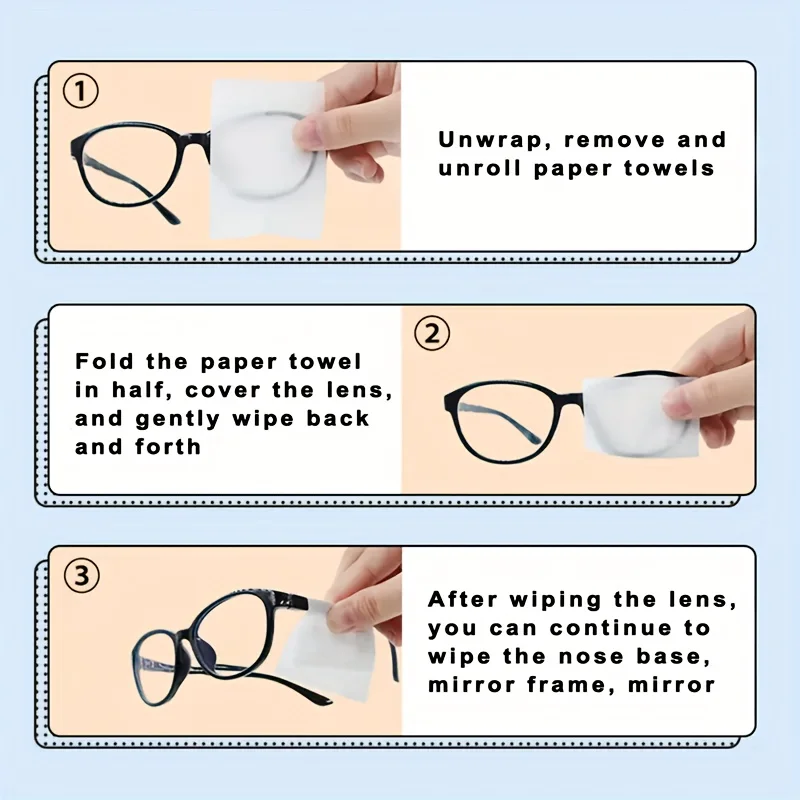 100 Disposable Eyeglass Cleaning Wipes - Individually Packaged, Suitable for Eyeglasses, Smartphones, Tablet Screens - Special for Sensitive Surfaces, No Residue, Phone Screen Cleaning