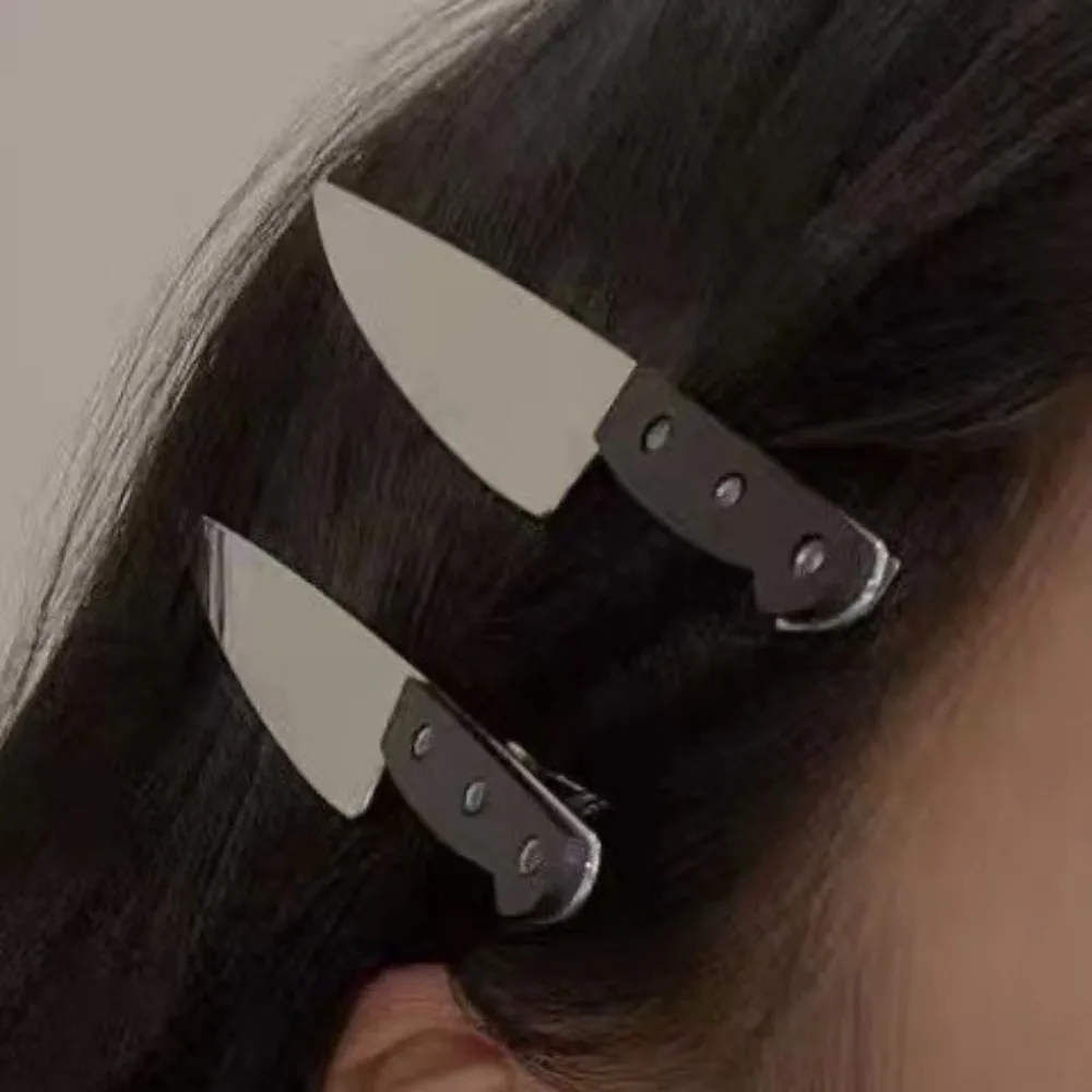 2pcs Creative Gothic Emulation Knife Hair Clips Side Bangs Hairpins Funny Weird Knife Headwear Cosplay Parties Creative
