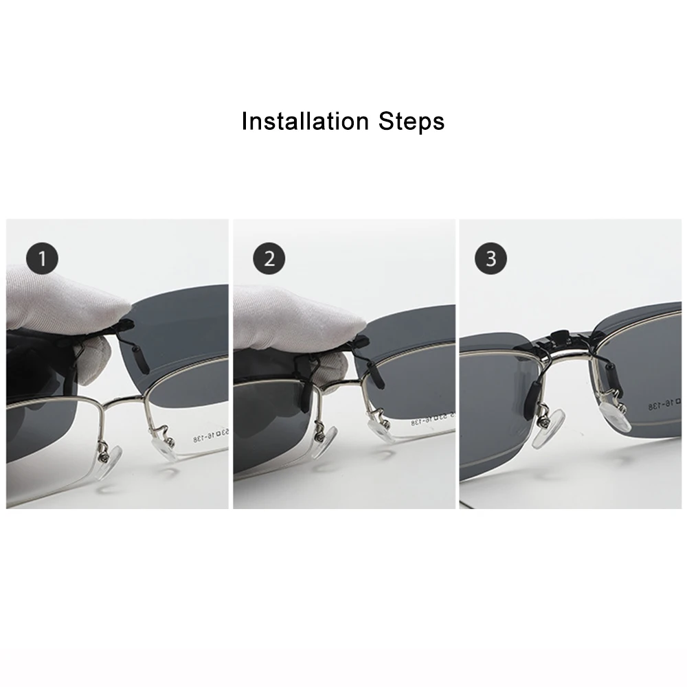 KLASSNUM Polarized Rimless Men Clip On Sunglasse Glasses Narrow Clip-on Lenses Women Anti-glare Sunglasses UV400 Goggles New In