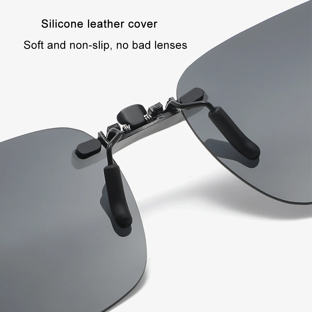 KLASSNUM Polarized Rimless Men Clip On Sunglasse Glasses Narrow Clip-on Lenses Women Anti-glare Sunglasses UV400 Goggles New In