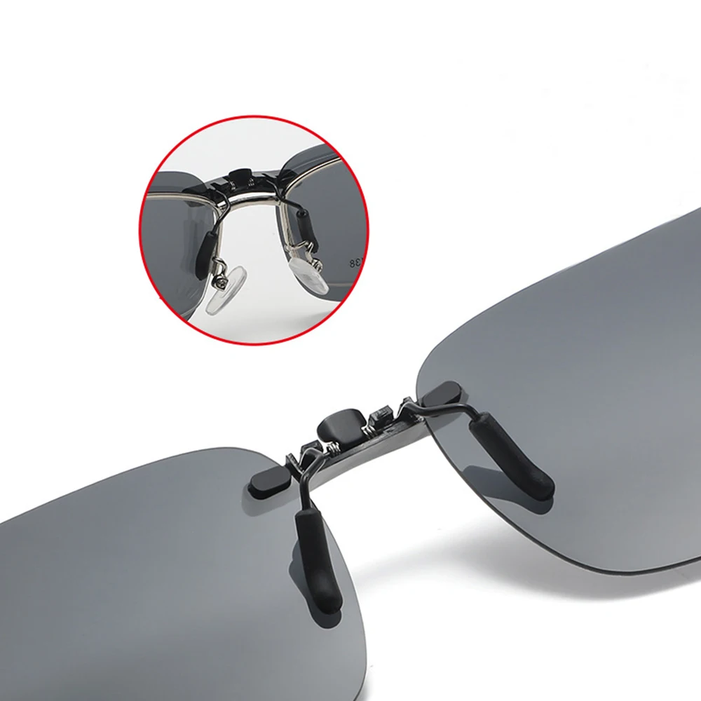 KLASSNUM Polarized Rimless Men Clip On Sunglasse Glasses Narrow Clip-on Lenses Women Anti-glare Sunglasses UV400 Goggles New In