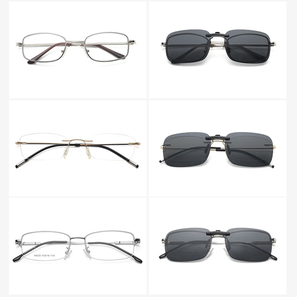 KLASSNUM Polarized Rimless Men Clip On Sunglasse Glasses Narrow Clip-on Lenses Women Anti-glare Sunglasses UV400 Goggles New In