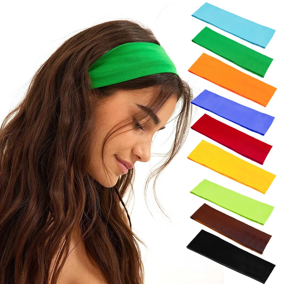 2PCS/Set Sports Yoga Hair Band Solid Running Absorb Sweat Headband For Women Men Fitness Gym Make Up Hair Accessories Headwrap