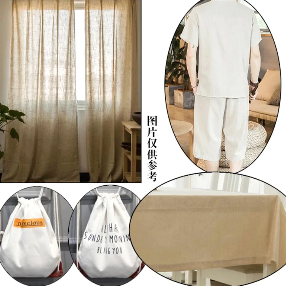 50x150cm Raw Cloth Hemp Cotton Linen Fabric Burlap Texture for Sewing Patchwork Painting Quilting Table Runner Party Decoration