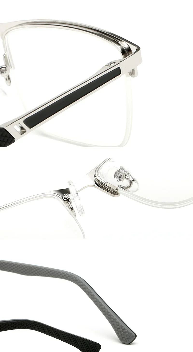 Men's Half-frame Business Reading Glasses Anti-blue Light Anti-fatigue Metal Frame Presbyopia Glasses +1.0 To +4.0