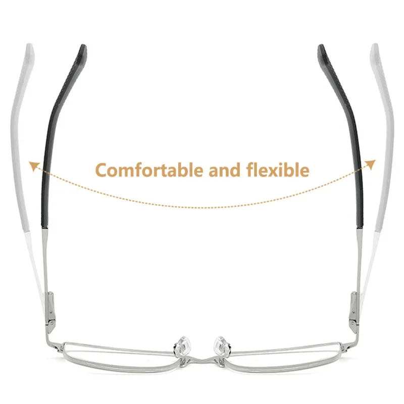 Men's Half-frame Business Reading Glasses Anti-blue Light Anti-fatigue Metal Frame Presbyopia Glasses +1.0 To +4.0
