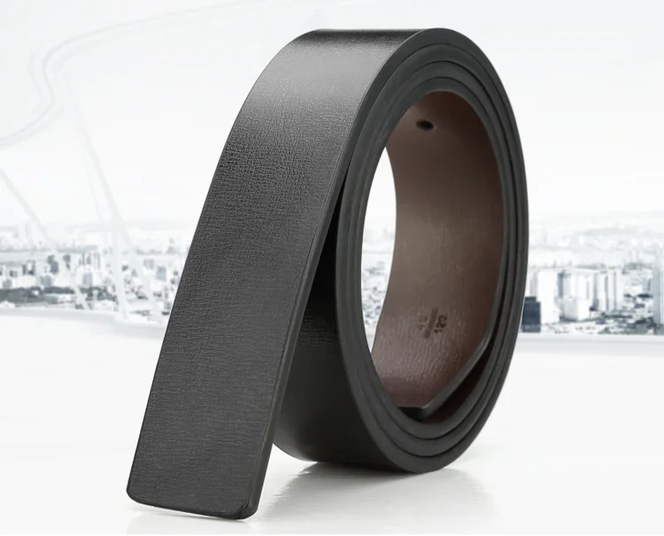 New Men's PU Leather Belts Double Sided Belts Men Fashion No Buckle Belts High Quality Black Brown Sided Strap Waistband 3.3cm