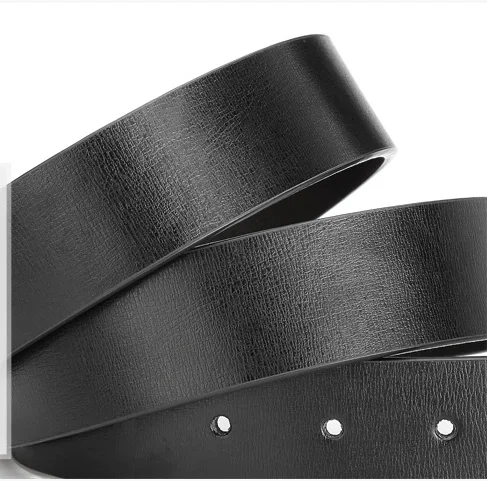 New Men's PU Leather Belts Double Sided Belts Men Fashion No Buckle Belts High Quality Black Brown Sided Strap Waistband 3.3cm